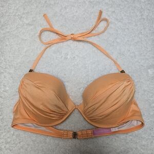 34C Victoria's Secret The Tease Halter Bikini Top Peach Orange Swim